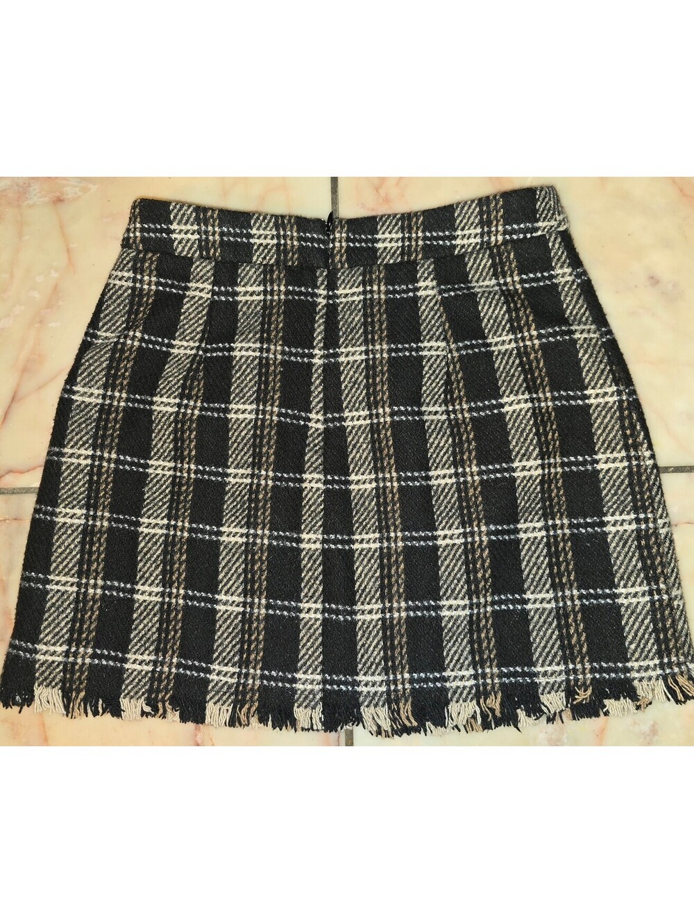 Sage the Label Plaid Fringed Mini Skirt